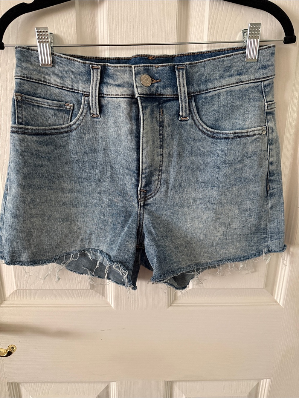 Express Light Blue Distressed Denim Cutoff Shorts - Women
